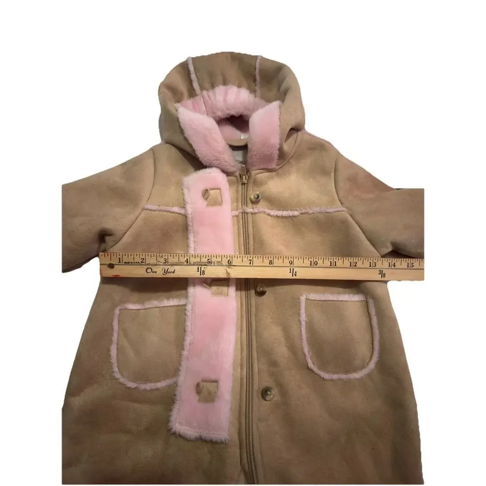 Baby Luxuries Tan Sherpa Snow Suit Bunting 12 Months Super Soft One Piece
